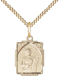 [0804JGF/18G] 14kt Gold Filled Saint Jude Pendant on a 18 inch Gold Plate Light Curb chain