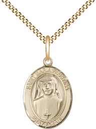 [8069GF/18G] 14kt Gold Filled Saint Maria Faustina Pendant on a 18 inch Gold Plate Light Curb chain