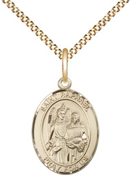 [8092GF/18G] 14kt Gold Filled Saint Raphael the Archangel Pendant on a 18 inch Gold Plate Light Curb chain