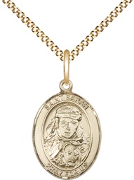 [8097GF/18G] 14kt Gold Filled Saint Sarah Pendant on a 18 inch Gold Plate Light Curb chain