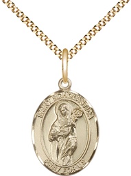 [8099GF/18G] 14kt Gold Filled Saint Scholastica Pendant on a 18 inch Gold Plate Light Curb chain