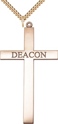 [5953GF/24G] 14kt Gold Filled Deacon Cross Pendant on a 24 inch Gold Plate Heavy Curb chain