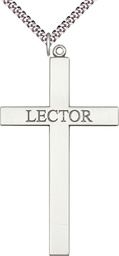 [5956SS/24S] Sterling Silver Lector Cross Pendant on a 24 inch Light Rhodium Heavy Curb chain