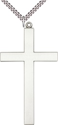 [5960SS/24S] Sterling Silver Cross Pendant on a 24 inch Light Rhodium Heavy Curb chain