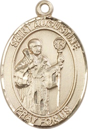 [8007KT] 14kt Gold Saint Augustine Medal