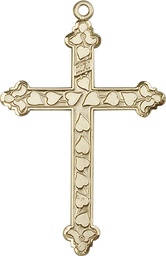 [6033KT] 14kt Gold Heart Cross Medal