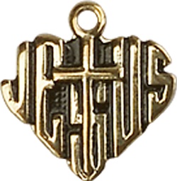 [6041KT] 14kt Gold Heart of Jesus w/Cross Medal