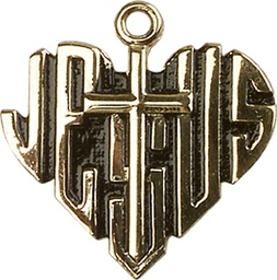 [6042KT] 14kt Gold Heart of Jesus w/Cross Medal