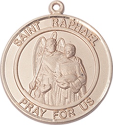 [8092RDKT] 14kt Gold Saint Raphael the Archangel Medal