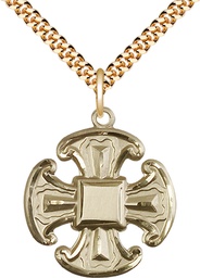 [6067GF/24G] 14kt Gold Filled Cross Pendant on a 24 inch Gold Plate Heavy Curb chain