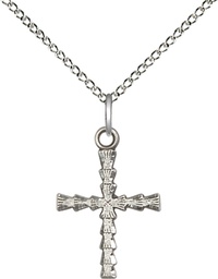 [6069SS/18SS] Sterling Silver Cross Pendant on a 18 inch Sterling Silver Light Curb chain