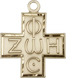 [6075KT] 14kt Gold Light &amp; Life Cross Medal