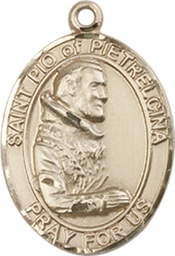 [8125KT] 14kt Gold Saint Pio of Pietrelcina Medal