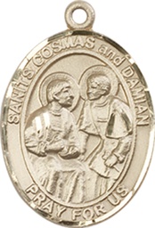 [8132KT] 14kt Gold Saints Cosmas &amp; Damian Medal