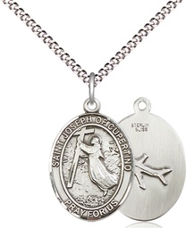 [8057SS/18S] Sterling Silver Saint Joseph of Cupertino Pendant on a 18 inch Light Rhodium Light Curb chain