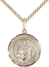 [8060RDGF/18G] 14kt Gold Filled Saint Jude Pendant on a 18 inch Gold Plate Light Curb chain
