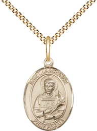 [8063GF/18G] 14kt Gold Filled Saint Lawrence Pendant on a 18 inch Gold Plate Light Curb chain