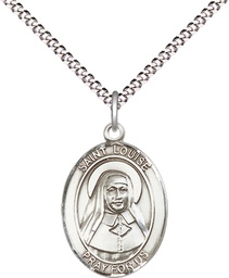 [8064SS/18S] Sterling Silver Saint Louise de Marillac Pendant on a 18 inch Light Rhodium Light Curb chain