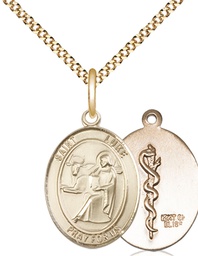 [8068GF8/18G] 14kt Gold Filled Saint Luke the Apostle Doctor Pendant on a 18 inch Gold Plate Light Curb chain