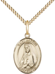 [8075GF/18G] 14kt Gold Filled Saint Martha Pendant on a 18 inch Gold Plate Light Curb chain