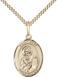 [8086GF/18G] 14kt Gold Filled Saint Paul the Apostle Pendant on a 18 inch Gold Plate Light Curb chain