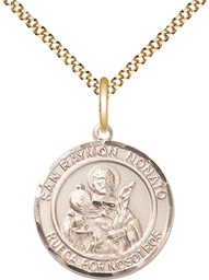 [8091RDSPGF/18G] 14kt Gold Filled San Raymon Nonato Pendant on a 18 inch Gold Plate Light Curb chain