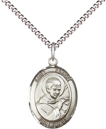 [8096SS/18S] Sterling Silver Saint Robert Bellarmine Pendant on a 18 inch Light Rhodium Light Curb chain