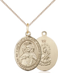 [8098GF/18GF] 14kt Gold Filled Scapular Pendant on a 18 inch Gold Filled Light Curb chain