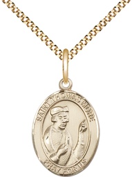 [8109GF/18G] 14kt Gold Filled Saint Thomas More Pendant on a 18 inch Gold Plate Light Curb chain