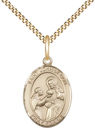 [8112GF/18G] 14kt Gold Filled Saint John of God Pendant on a 18 inch Gold Plate Light Curb chain