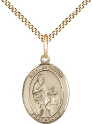 [8116GF/18G] 14kt Gold Filled Saint Zachary Pendant on a 18 inch Gold Plate Light Curb chain