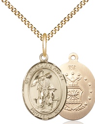 [8118GF1/18G] 14kt Gold Filled Guardian Angel Air Force Pendant on a 18 inch Gold Plate Light Curb chain