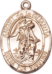 [8118SPGF] 14kt Gold Filled Angel de la Guarda Medal