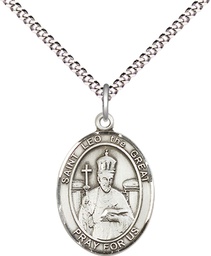 [8120SS/18S] Sterling Silver Saint Leo the Great Pendant on a 18 inch Light Rhodium Light Curb chain
