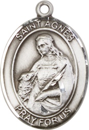 [8128SSY] Sterling Silver Saint Agnes of Rome Medal - With Box