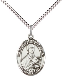 [8130SS/18S] Sterling Silver Saint Gemma Galgani Pendant on a 18 inch Light Rhodium Light Curb chain