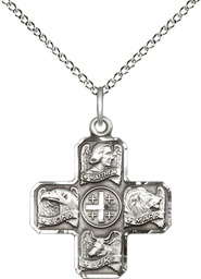 [4214SS/18SS] Sterling Silver Evangelist Pendant on a 18 inch Sterling Silver Light Curb chain
