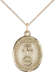 [4236GF/18GF] 14kt Gold Filled United Church of Christ Pendant on a 18 inch Gold Filled Light Curb chain