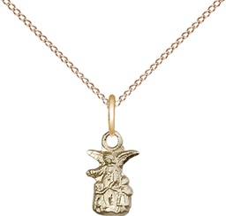 [4254GF/18GF] 14kt Gold Filled Littlest Angel Pendant on a 18 inch Gold Filled Light Curb chain