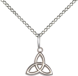 [5100SS/18SS] Sterling Silver Trinity Irish Knot Pendant on a 18 inch Sterling Silver Light Curb chain