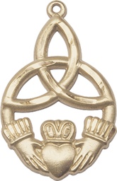 [5102KT] 14kt Gold Irish Knot Claddagh Medal
