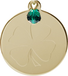 [5108EMKT] 14kt Gold Shamrock Medal with a Emerald bead