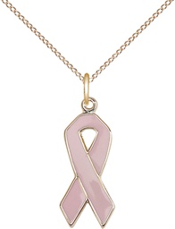 [5151PKGF/18GF] 14kt Gold Filled Cancer Awareness Pendant on a 18 inch Gold Filled Light Curb chain