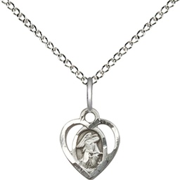 [5407SS/18SS] Sterling Silver Guardian Angel Pendant on a 18 inch Sterling Silver Light Curb chain