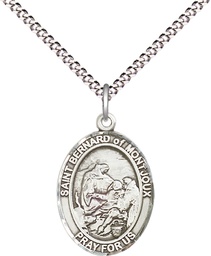 [8264SS/18S] Sterling Silver Saint Bernard of Montjoux Pendant on a 18 inch Light Rhodium Light Curb chain