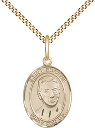 [8266GF/18G] 14kt Gold Filled Saint Eugene de Mazenod Pendant on a 18 inch Gold Plate Light Curb chain