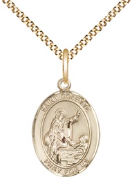 [8268GF/18G] 14kt Gold Filled Saint Colette Pendant on a 18 inch Gold Plate Light Curb chain