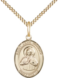 [8282GF/18G] 14kt Gold Filled Saint John Vianney Pendant on a 18 inch Gold Plate Light Curb chain