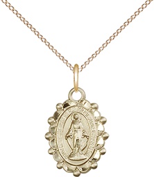 [6040GF/18GF] 14kt Gold Filled Miraculous Pendant on a 18 inch Gold Filled Light Curb chain