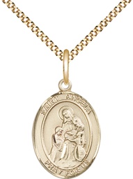 [8284GF/18G] 14kt Gold Filled Saint Angela Merici Pendant on a 18 inch Gold Plate Light Curb chain
